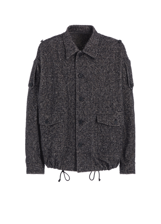 BRUSHED TWILL NEEDLE PUNCH EPAULETTE OVERSIZED BLOUSON