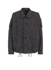 BRUSHED TWILL NEEDLE PUNCH EPAULETTE OVERSIZED BLOUSON