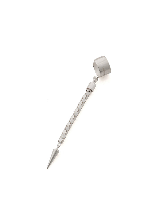 WOVEN KAGOME PATTERN CHAIN EAR CUFF