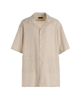 Cotton-Linen Poplin OPEN COLLAR SHORT-SLEEVE SHIRT