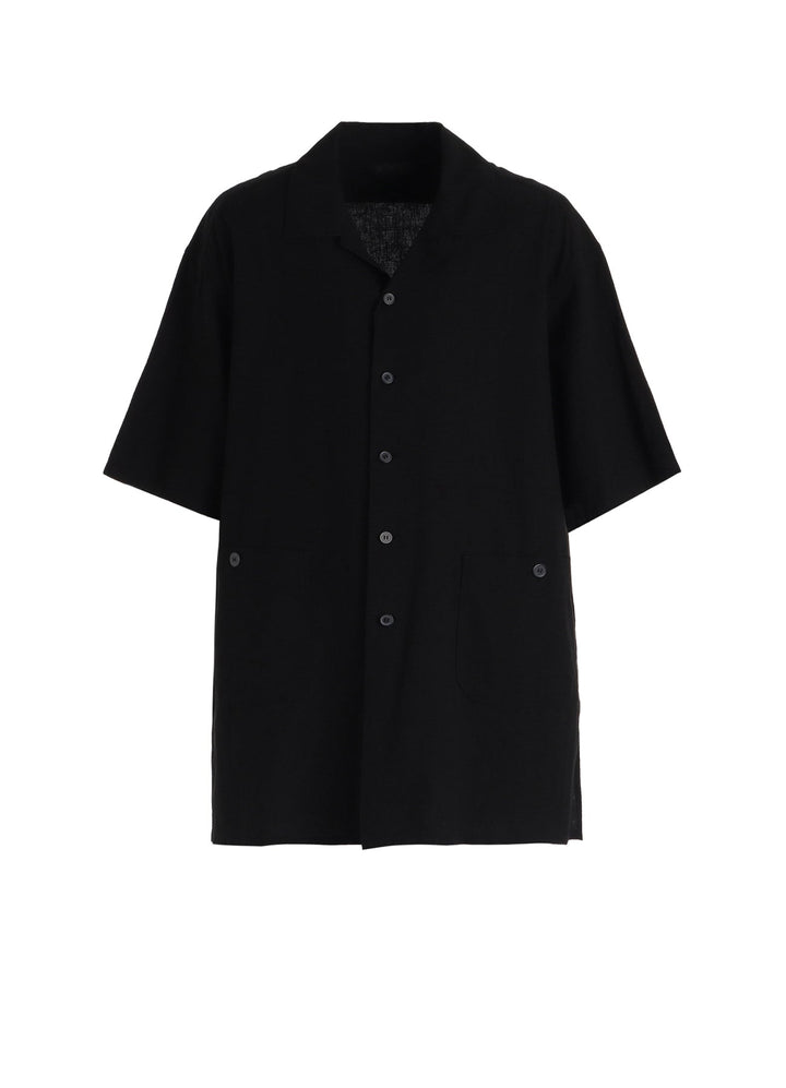 Cotton-Linen Poplin OPEN COLLAR SHORT-SLEEVE SHIRT