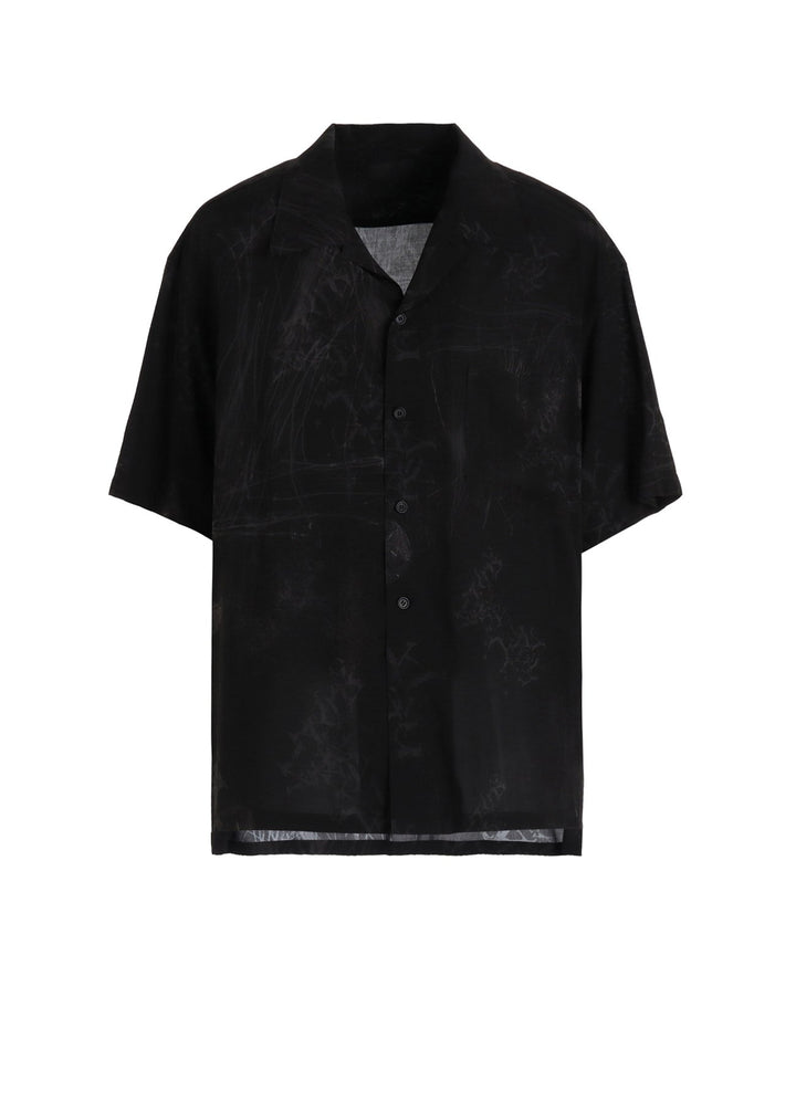 RAYON “Y” LETTER AND SUN‑MOON PRINT OPEN COLLAR SHIRT