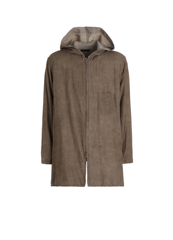 VIS/LI TWILL PIGMENT PRINT HOODED ZIP SHIRT