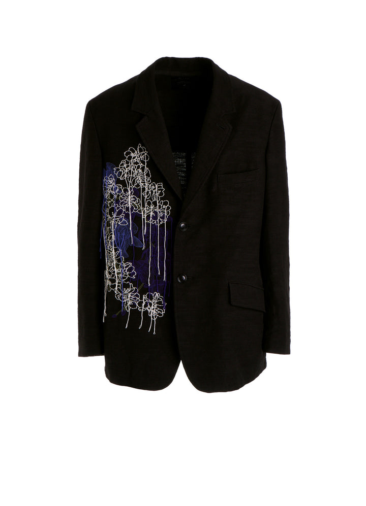COTTON/LINEN FLOWER EMBROIDERY JACKET
