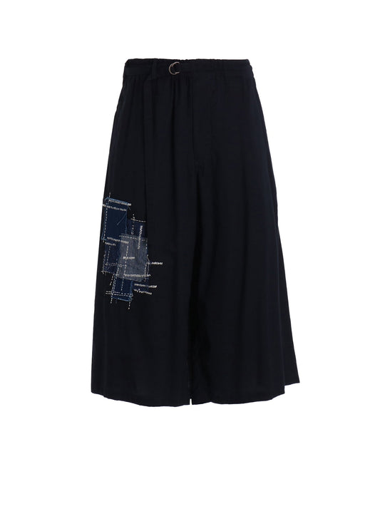 ORGANIC COTTON WASHER WRAP CULOTTE PANTS WITH  SASHIKO EMBROIDERY