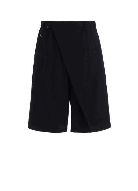 WASHER WOOL GABARDINE WRAP HALF PANTS