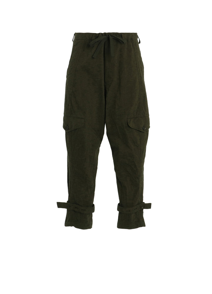 COTTON/LINEN CANVAS SOFRON BELTED HEM TAPERED PANTS
