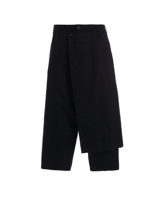 COTTON TWILL GATHERED POCKET WRAP PANTS