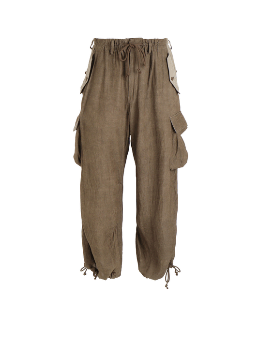 VIS/LI TWILL PIGMENT PRINT KNEE-TUCK CARGO PANTS