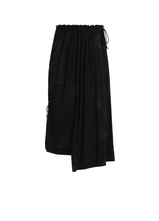 RAYON “Y” LETTER AND SUN‑MOON PRINT WRAP SKIRT