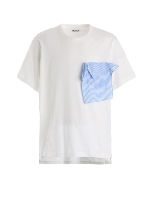 30/COTTON JERSEY DRAPE POCKET T-SHIRT