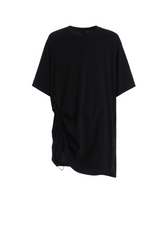 30/COTTON JERSEY ELASTIC DRAWSTRING GATHERED T-SHIRT