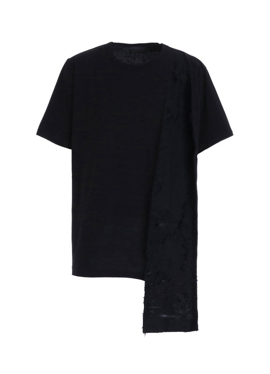 ASYMMETRY DESIGN LONG-SLEEVED T-SHIRT WITH SHEER JACQUARD FABRIC