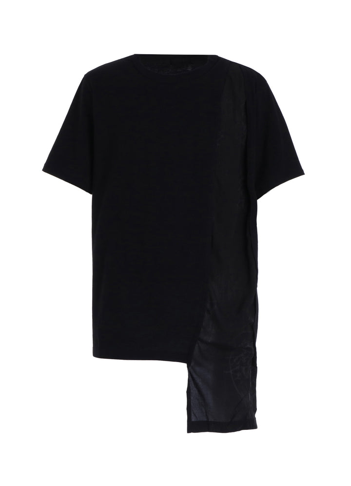 ASYMMETRY DESIGN LONG-SLEEVED T-SHIRT WITH SUN‑MOON PRINT FABRIC