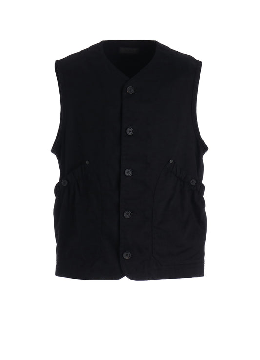 COTTON TWILL GATHERED POCKET VEST