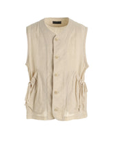 Cotton-Linen Poplin GATHERED POCKET VEST