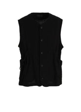 Cotton-Linen Poplin GATHERED POCKET VEST