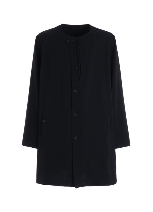 WASHER WOOL GABARDINE COLLARLESS LONG JACKET