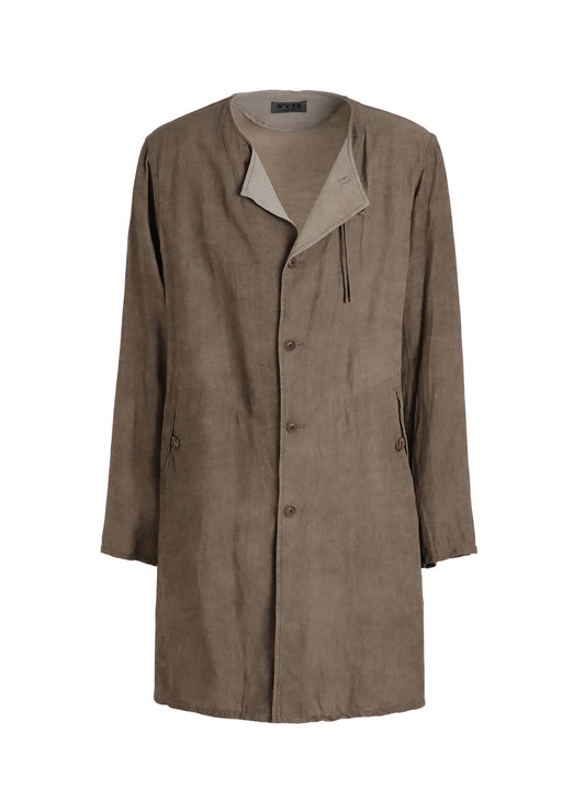 VIS/LI TWILL PIGMENT PRINT COLLARLESS LONG JACKET