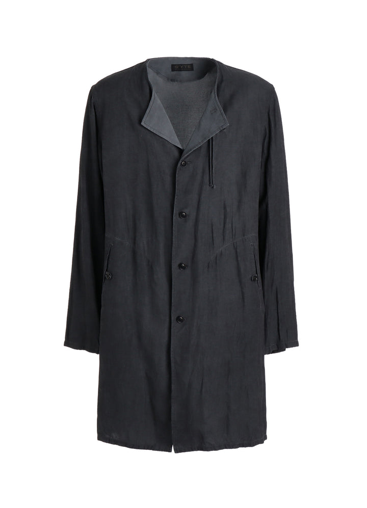 VIS/LI TWILL PIGMENT PRINT COLLARLESS LONG JACKET