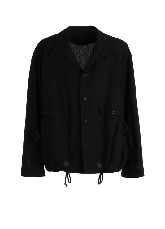 Cotton-Linen Poplin GATHERED POCKET BLOUSON