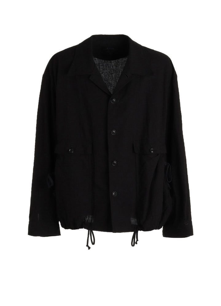Cotton-Linen Poplin GATHERED POCKET BLOUSON