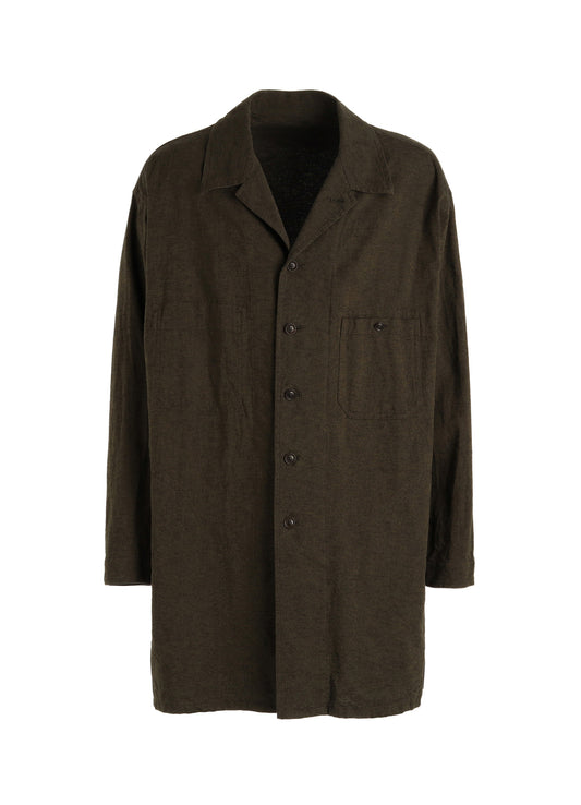 COTTON/LINEN CANVAS SOFRON OVERSIZED LONG SHIRT BLOUSON WITH WORK DETAIL