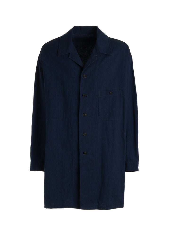 COTTON/LINEN CANVAS SOFRON OVERSIZED LONG SHIRT BLOUSON WITH WORK DETAIL