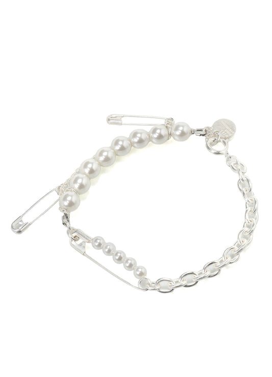 SAFETY PINS IMITATION PEARL BRACELET