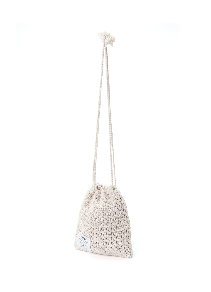 KNITTED DRAWSTRING MINI BAG