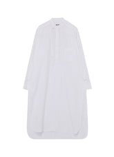 COTTON BROAD CLOTH STAND COLLAR LONG SHIRT WITH ROUNDED HEM