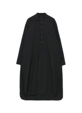 COTTON BROAD CLOTH STAND COLLAR LONG SHIRT WITH ROUNDED HEM