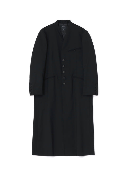 T/W GABARDINE COLLARLESS 5-BUTTON LONG JACKET