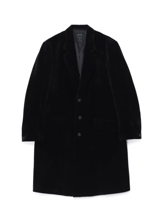 VELVETEEN NOTCHED LAPEL LONG JACKET