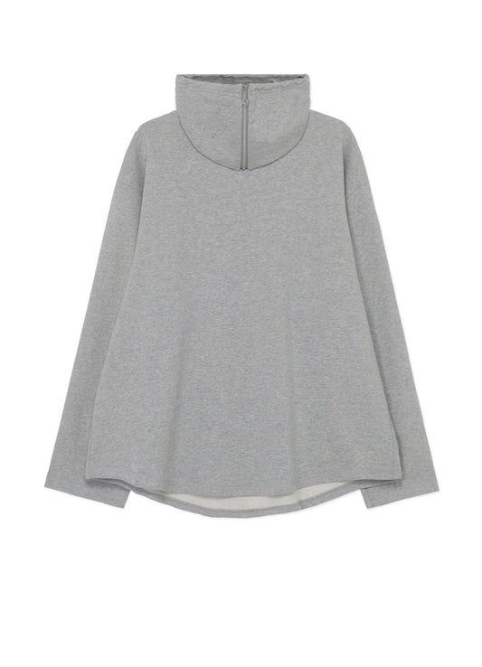 COTTON FLEECE HIGH NECK SWEATSHIRT WITH ZIPPER DETAIL