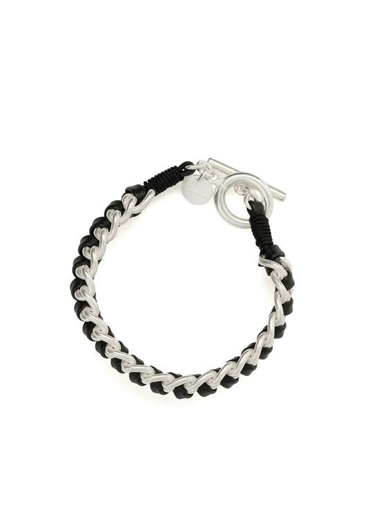 INTERWOVEN BRASS & LEATHER BRACELET