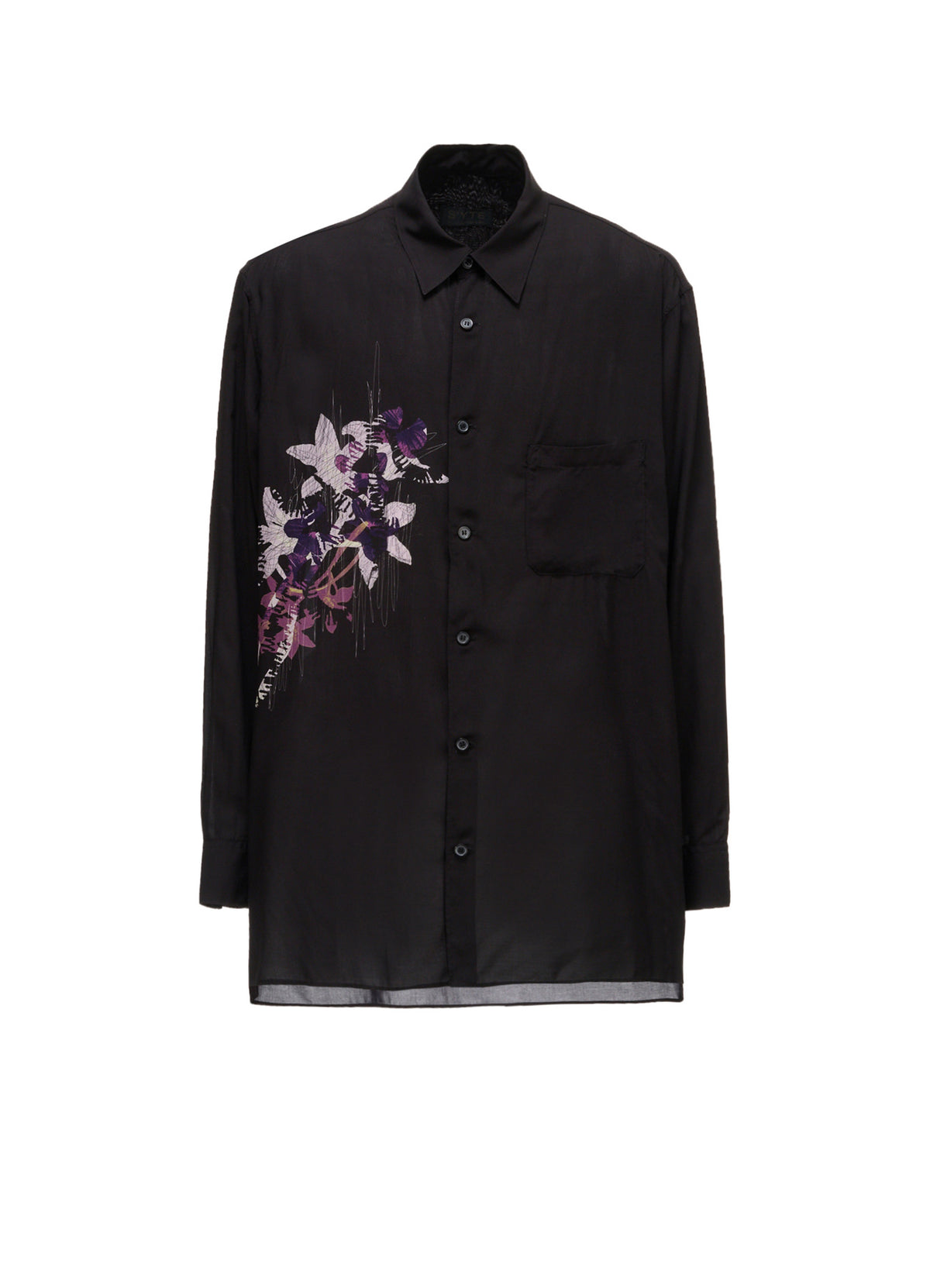 SKETCH PANSY PRINT RAYON REGULAR SHIRT