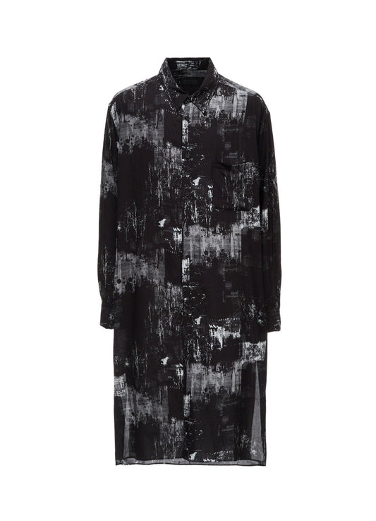 WITHERED BRANCH PRINT RAYON LONG REGULAR SHIRT