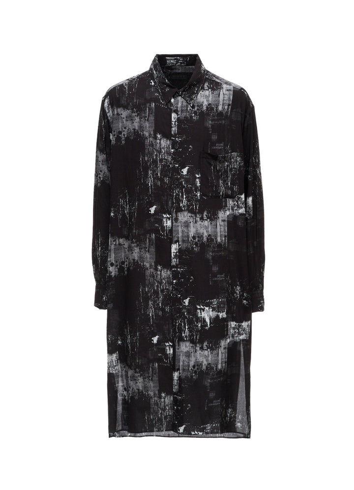 WITHERED BRANCH PRINT RAYON LONG REGULAR SHIRT