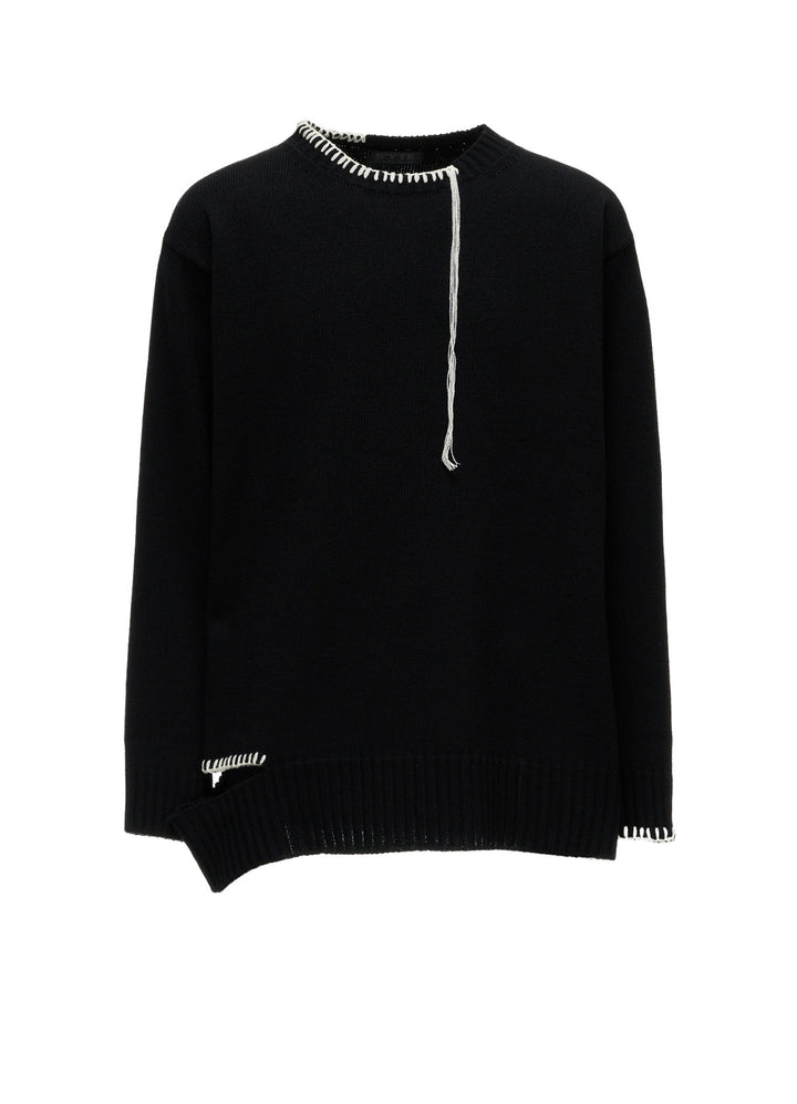 BULKY WOOL BLEND ASYMMETRIC STITCH PULLOVER