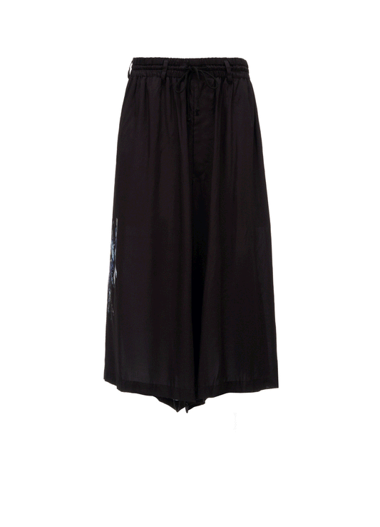 PATCHWORK FLOWER PRINT RAYON CULOTTE PANTS