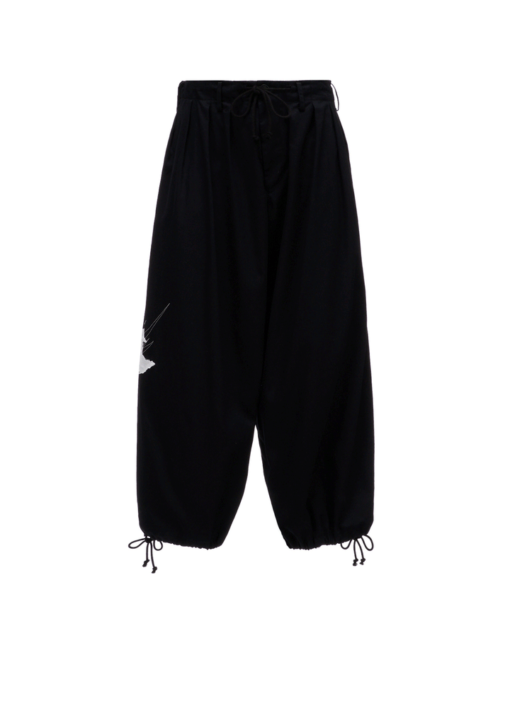 20/COTTON TWILL CROW PATCH BALLOON PANTS