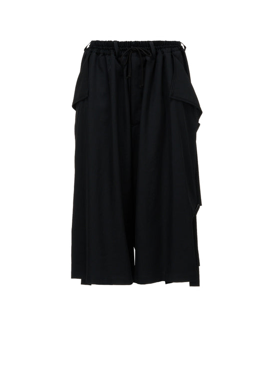 WOOL GABARDINE SIDE BELT PANTS