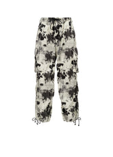 INK-WASH PRINTED TECHNO PANTS WITH DECORATIVE STITCH DETAILING