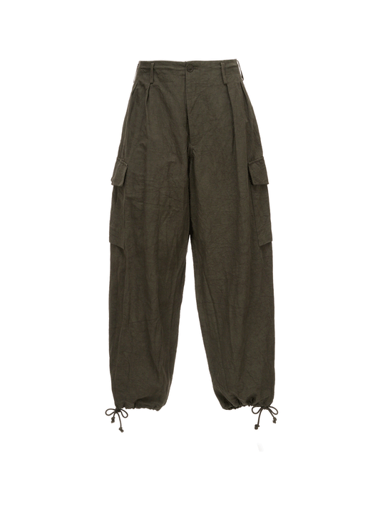 COTTON LINEN TWILL 2-TUCK CARGO PANTS