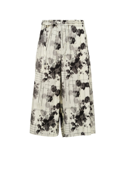 INK-WASH PRINTED BACK ERAP PANTS WITH DECORATIVE STITCH DETAILING