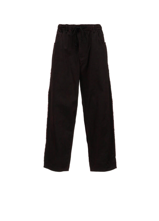 PIGMENT PRINT COTTON TWILL RAW-EDGE DETAIL PANTS WITH 5 POCKETS