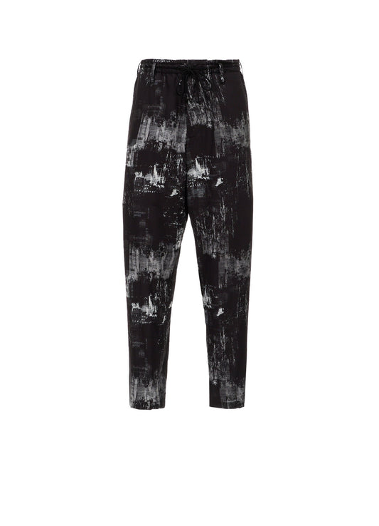 WITHERED BRANCH PRINT RAYON ROPE WAIST STRAIGHT PANTS