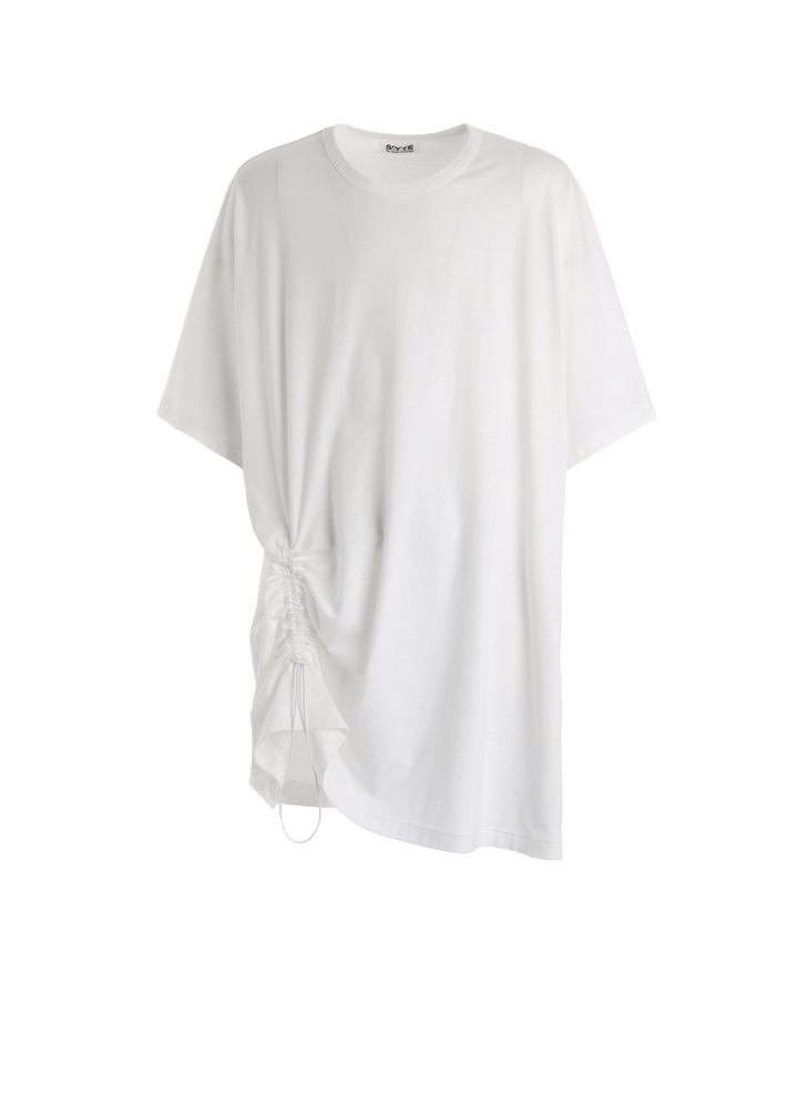 30/COTTON JERSEY ELASTIC DRAWSTRING GATHERED T-SHIRT