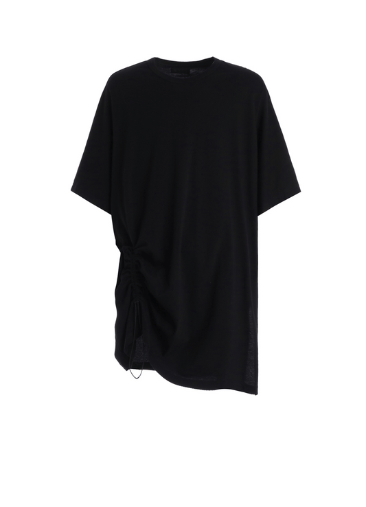 30/COTTON JERSEY ELASTIC DRAWSTRING GATHERED T-SHIRT